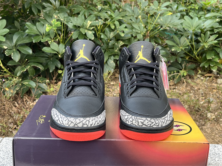 Air Jordan 3 Black and orange rainbow smiling face