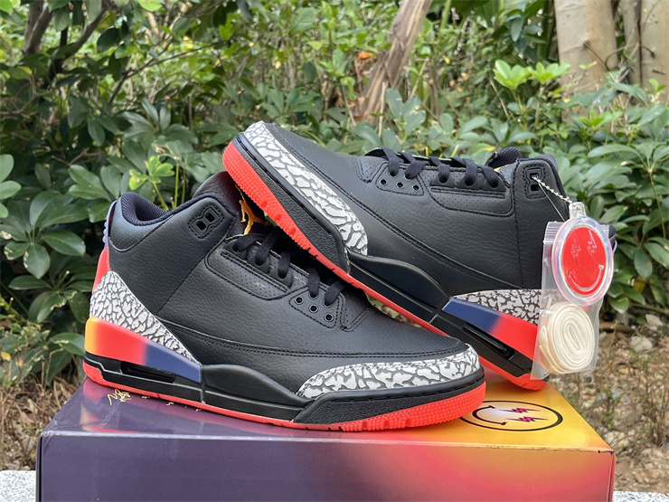 Air Jordan 3 Black and orange rainbow smiling face