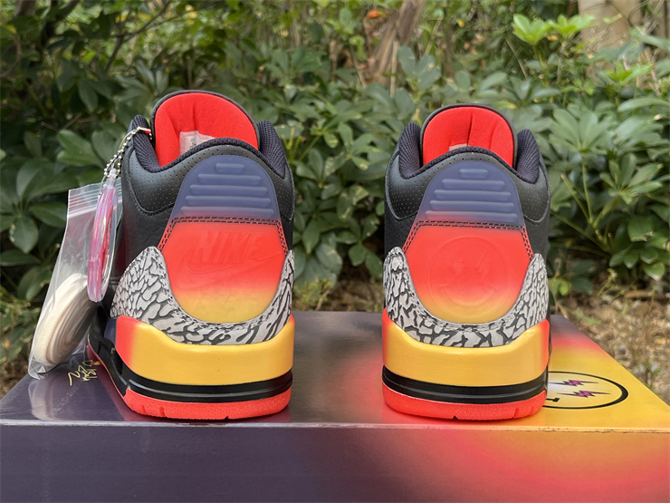 Air Jordan 3 Black and orange rainbow smiling face