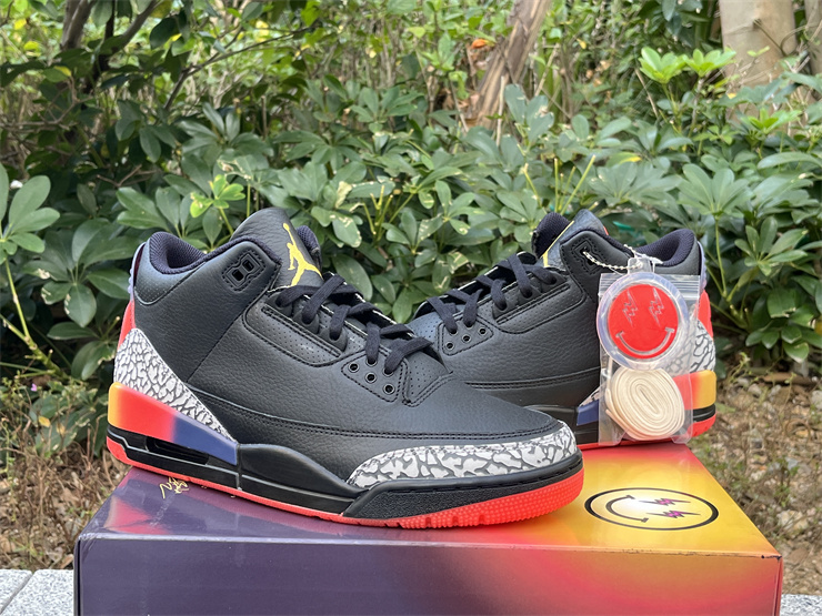 Air Jordan 3 Black and orange rainbow smiling face