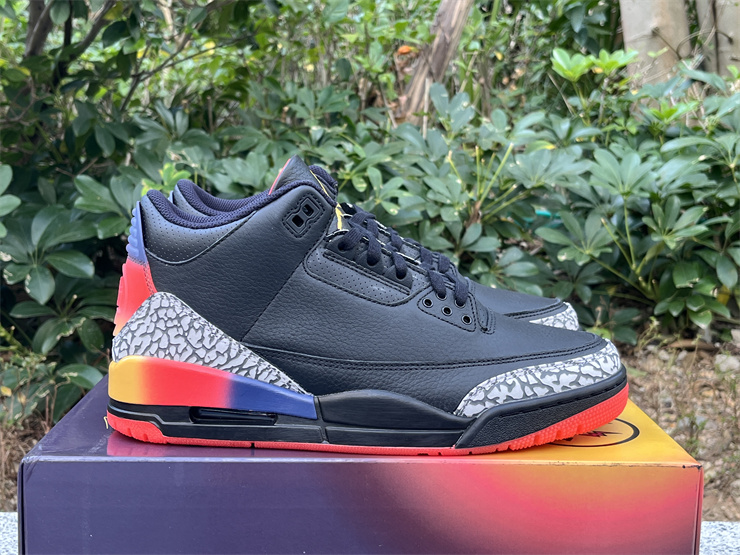 Air Jordan 3 Black and orange rainbow smiling face
