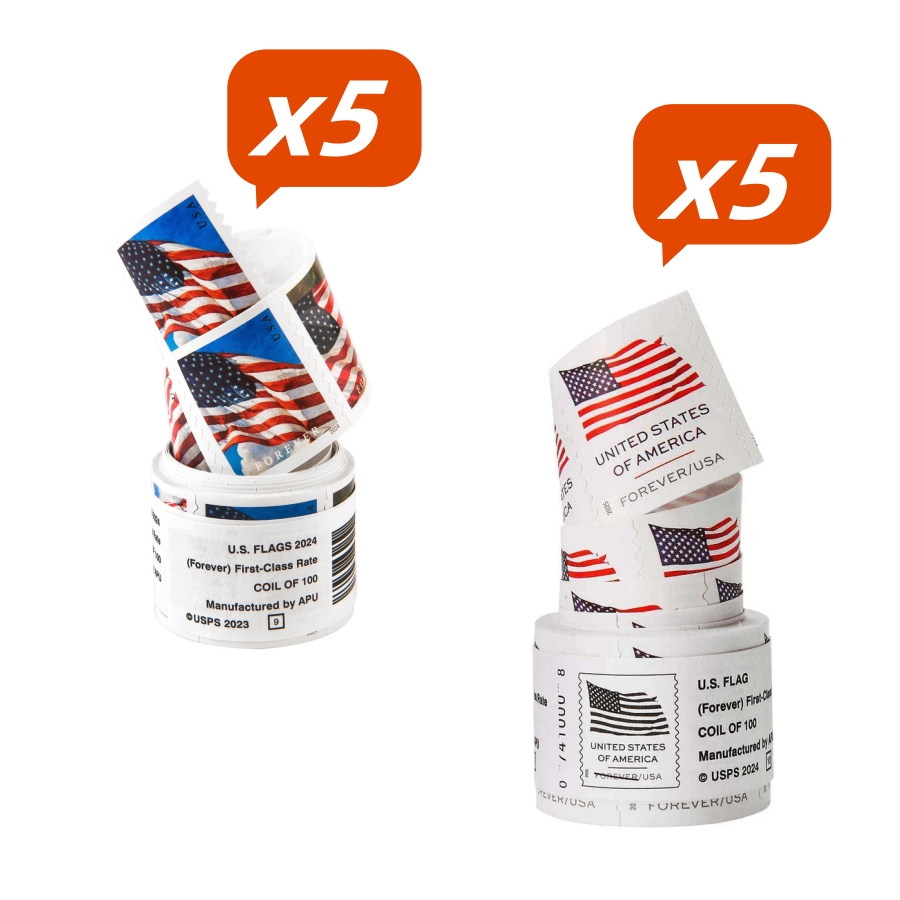 US FLAG 2024&2025 10Rolls(1000 Pcs)