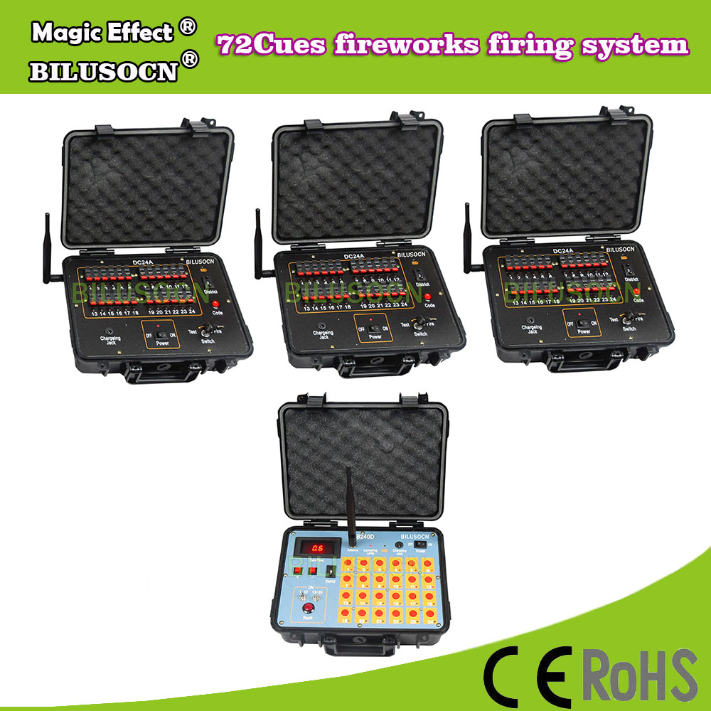 DHL shipping+72Channel fireworks firing system+300M Remote+2400cues transmitt