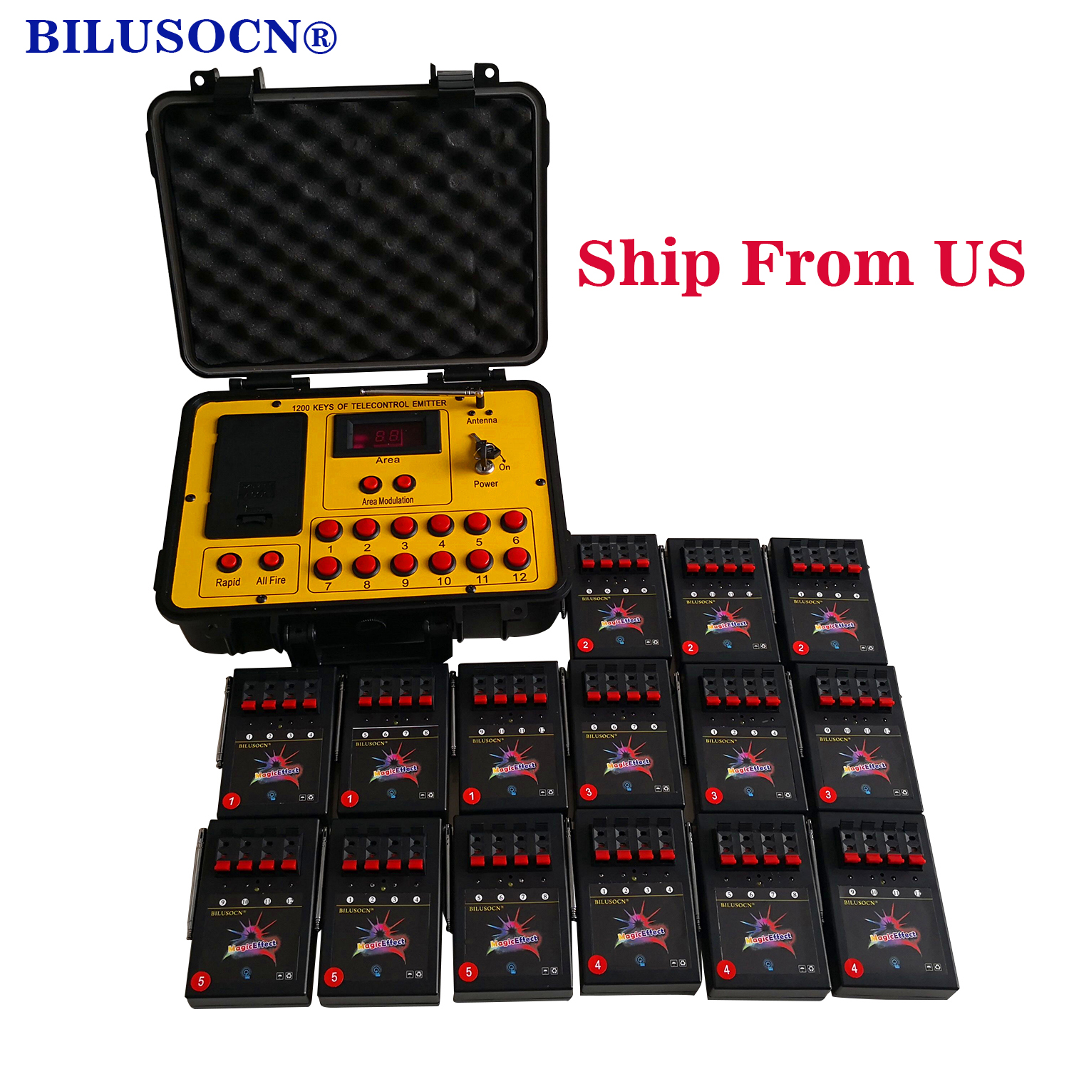 Shipping From USA Bilusocn 500M distance+60 Cues Fireworks Firing System ABS Waterproof Case remote Control Equipment