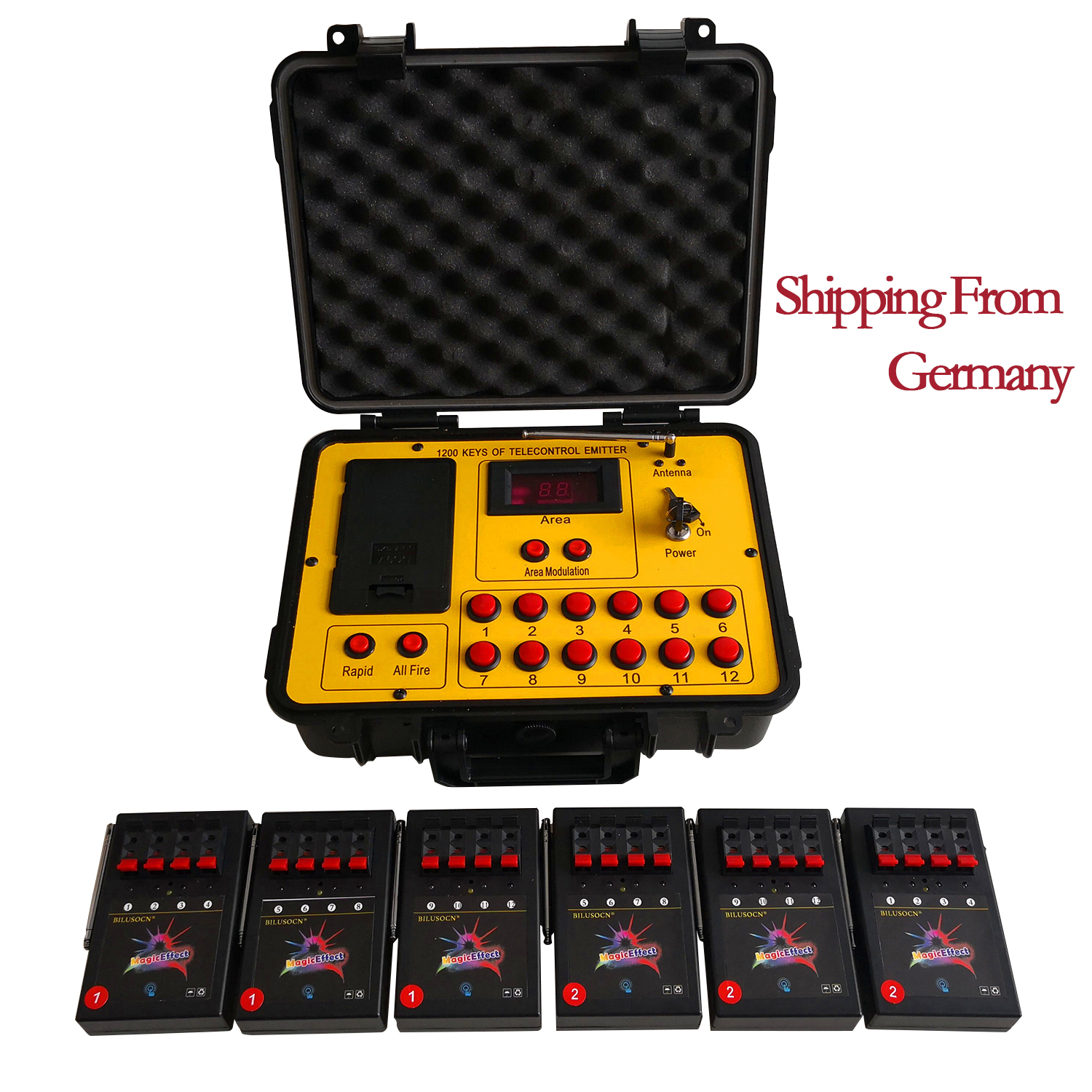 Shipping From Germany Bilusocn 300M distance+24 Cues Fireworks Firing System ABS Waterproof Case remote Control Equipment