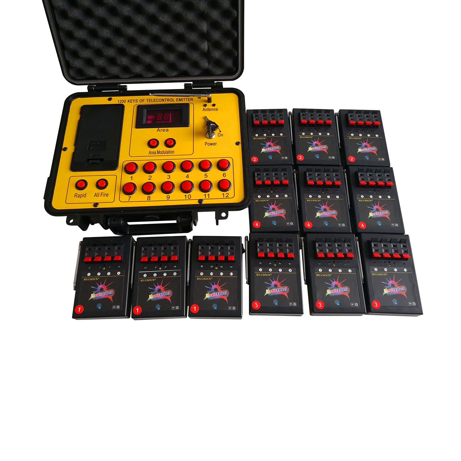 Bilusocn 300M distance+48 Cues Fireworks Firing System ABS Waterproof Case remote Control Equipment