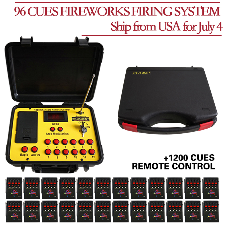 Shipping From USA Bilusocn 500M distance+96 Cues Fireworks Firing System ABS Waterproof Case remote Control Equipment