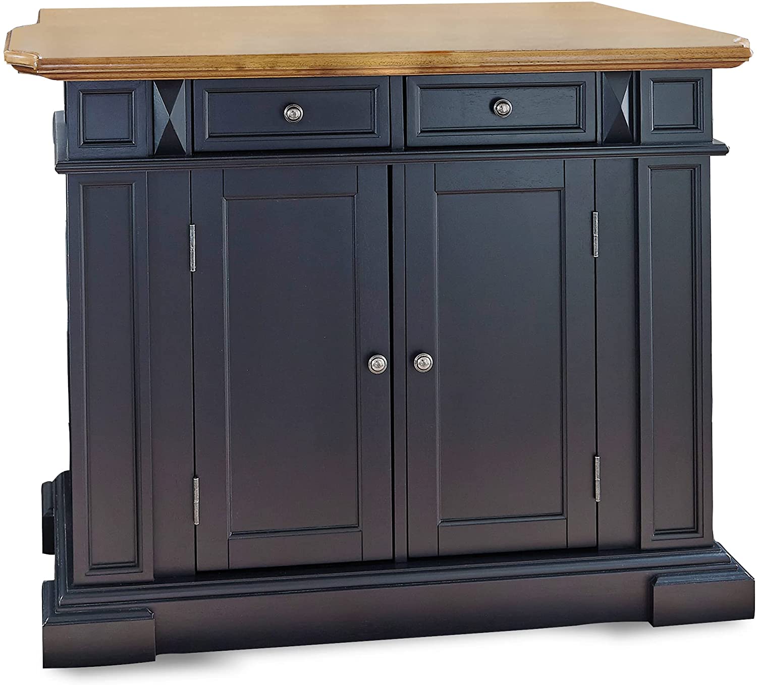 Homestyles Americana Kitchen Island with Wood Top and Drop Leaf Breakfast Bar, Storage with Drawers and Adjustable Shelves, 50 Inch Width, 49.75 inches