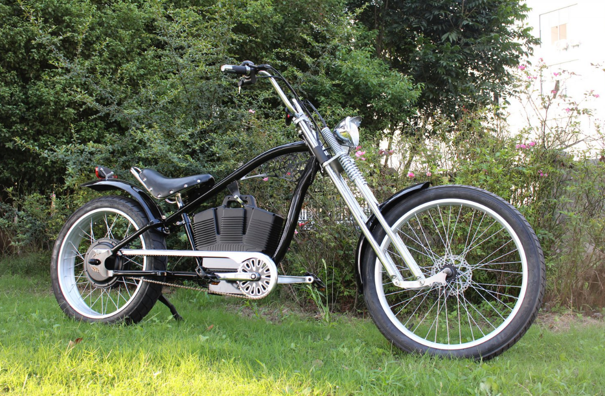Electric chopper Harley eBike bicycle 48V 750W motor carbon steel bicycle frame front suspension