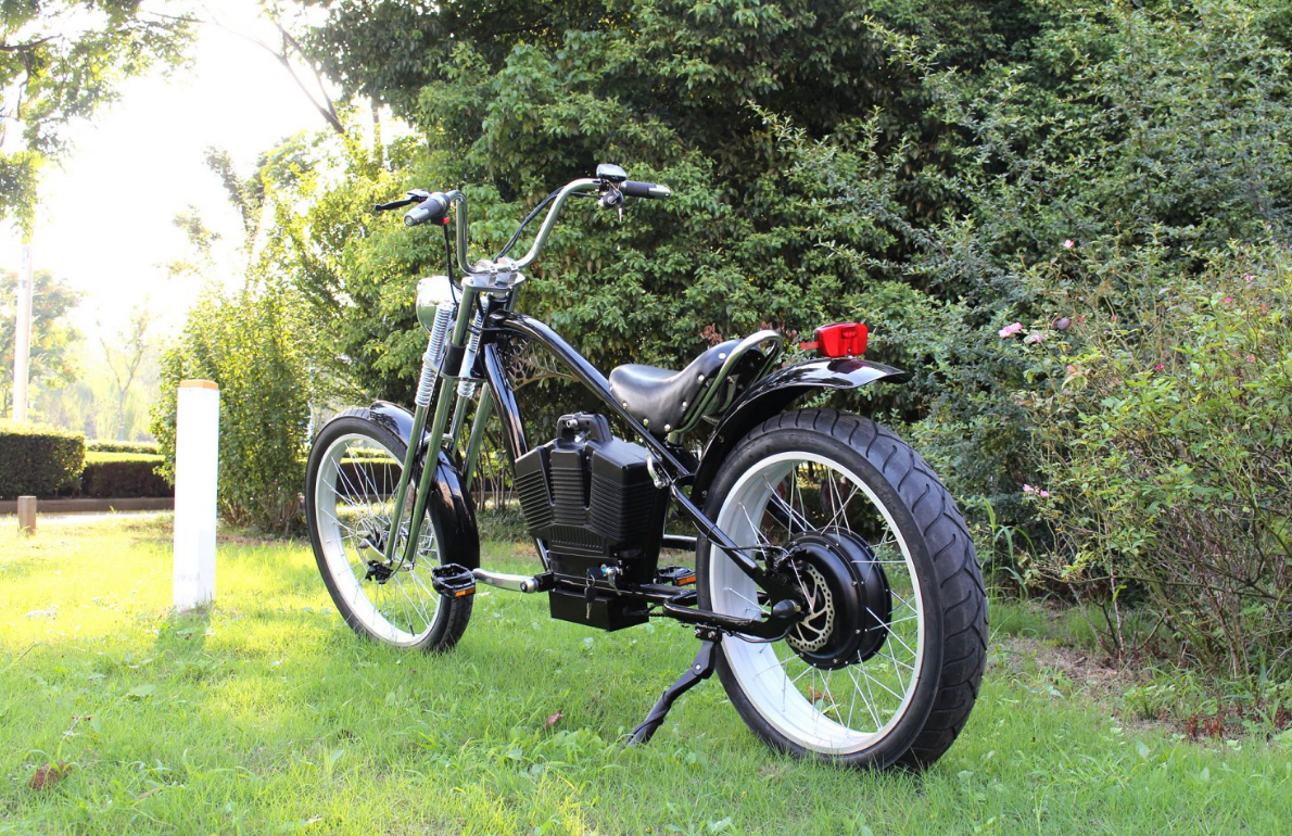 Electric chopper Harley eBike bicycle 48V 750W motor carbon steel bicycle frame front suspension