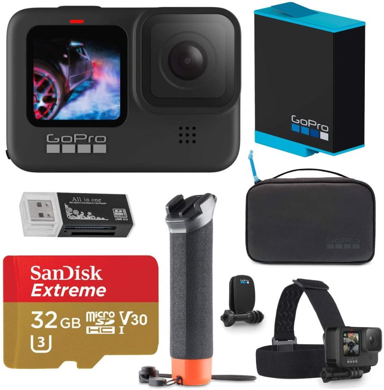 GoPro HERO9 Black - Waterproof Action Camera with Front LCD and Touch Rear Screens, 5K Ultra HD Video, 20MP Photos, 1080p Live Streaming, Webcam, Stabilization Hero 9 Black (Version 1)