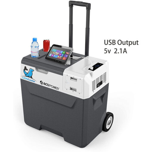 LiONCooler X50A Battery Power Solar Fridge Freezer with Solar/AC/Car Rechargeable Battery, App Control, 6″ Large Wheels