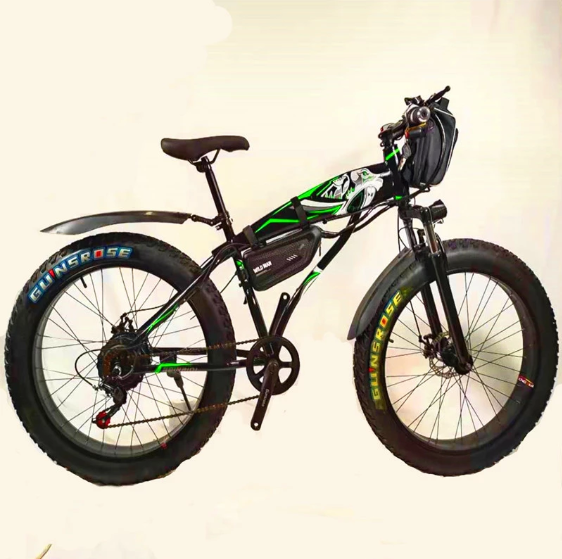 1000W Folding Electric Bike for Men Wide Tire Mountain Bike 48V Lithium Battery