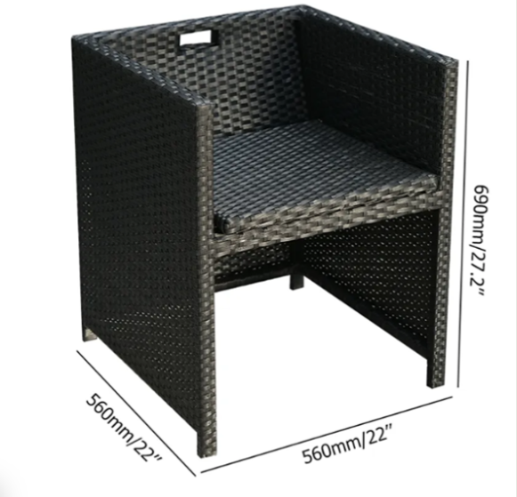 7 Piece Rattan Dining Table Outdoor Conversation Set