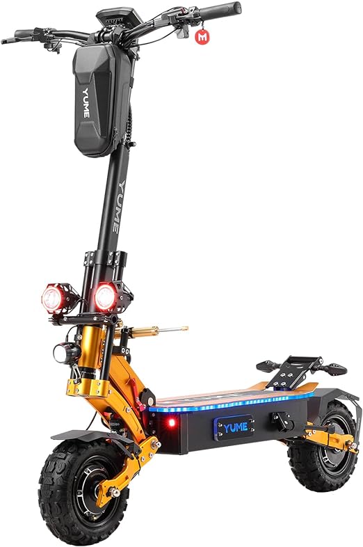 Yume X11PRO Electric Scooter C-Shaped Absorber 30AH Li Battery 60V 6000W Dual Motors up to 50 MPH 60 Miles Hydraulic Brake 11 Off Road Tubeless Tire with Steering Damper 440lbs Max Loading