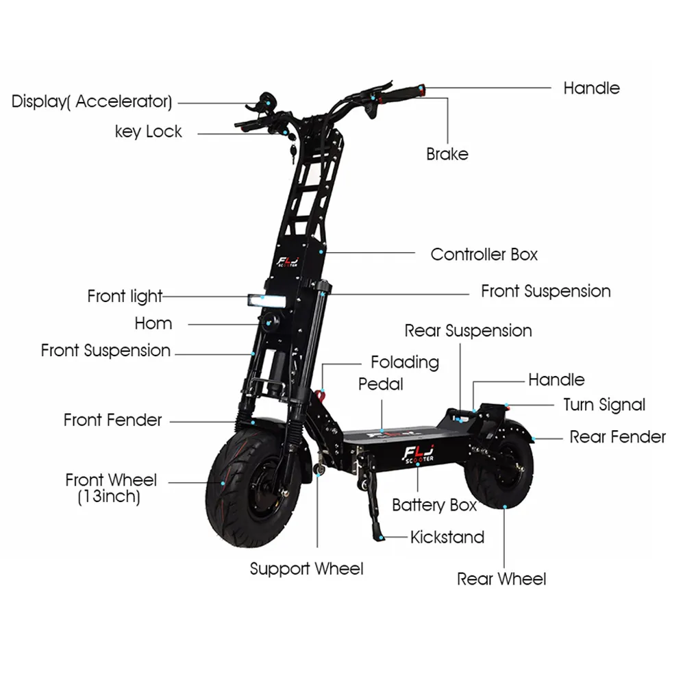 FLJ K6 6000W all terrain Fat wheels dual motor electric scooter with Max Speed 53MPH