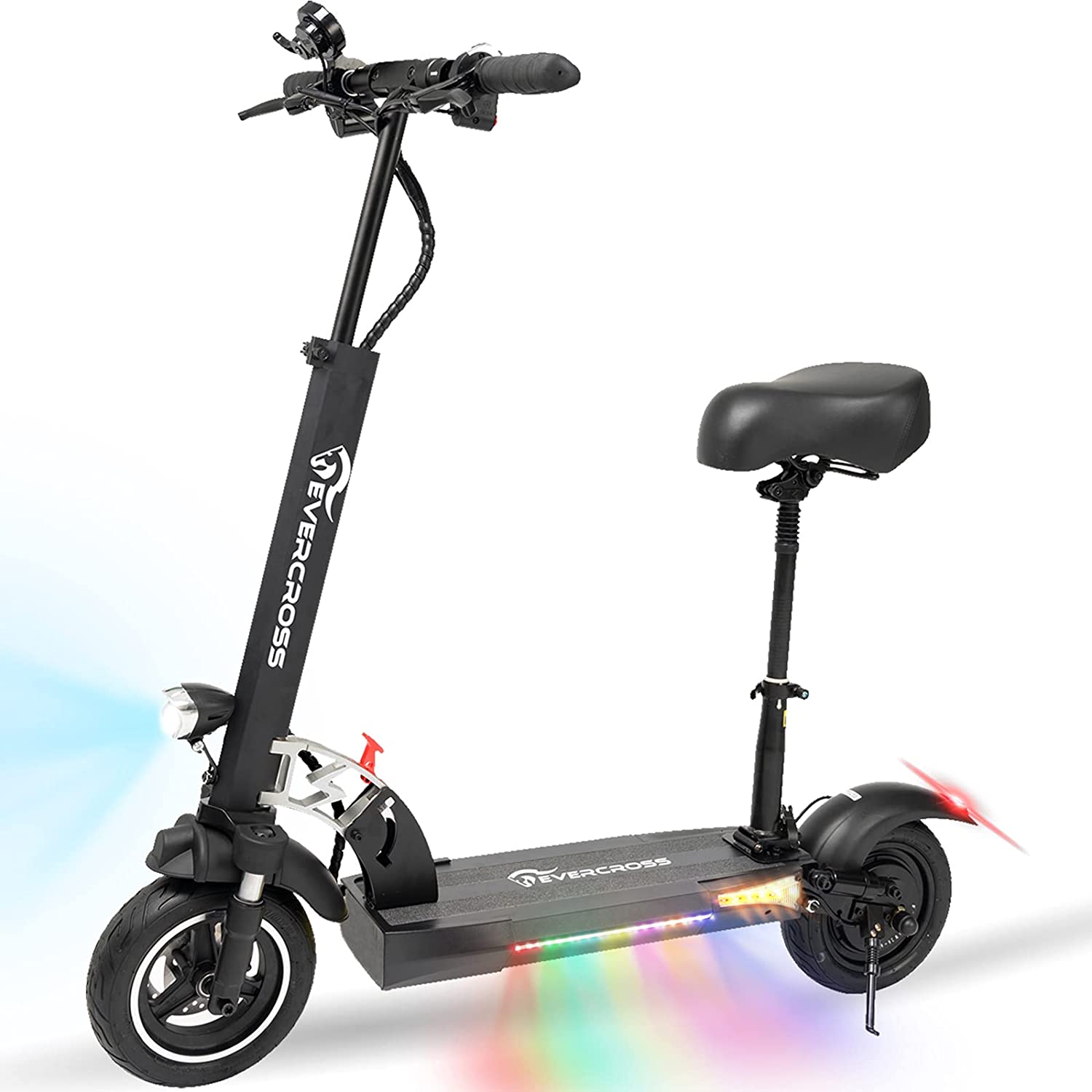 EVERCROSS H5 Electric Scooter, Electric Scooter for Adults with 800W Motor, Up to 28MPH & 25 Miles-10'' Solid Tires, E-Scooter with Seat & Dual Braking
