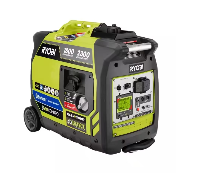 RYOBI 2,300-Watt Recoil Start Bluetooth Super Quiet Gasoline Powered Digital Inverter Generator with CO Shutdown Sensor