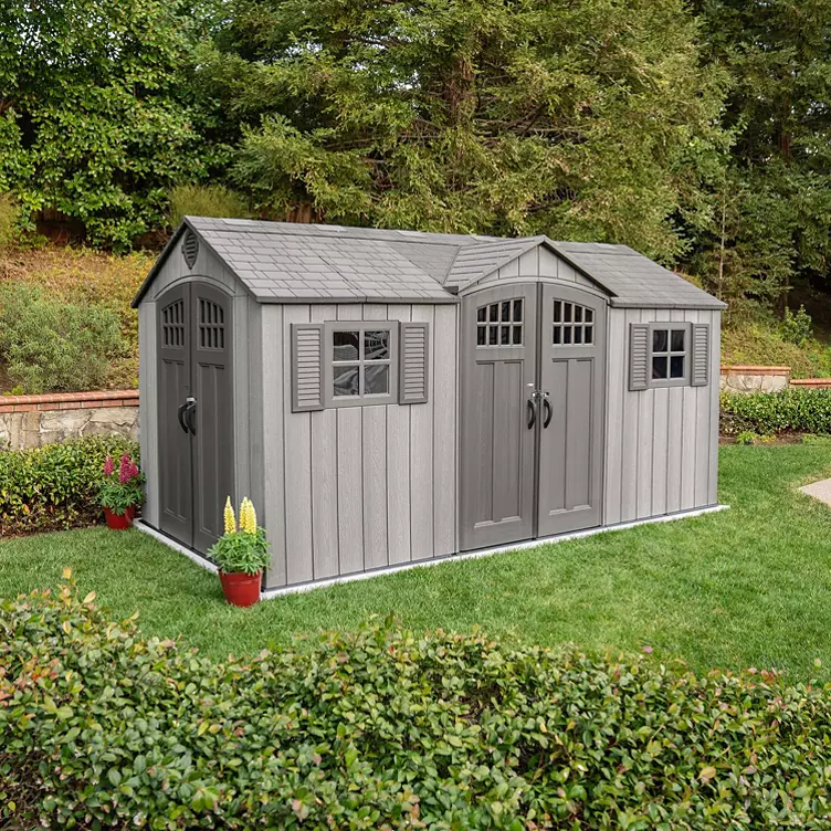 Lifetime 15′ x 8′ Rough Cut Dual-Entry Outdoor Storage Shed