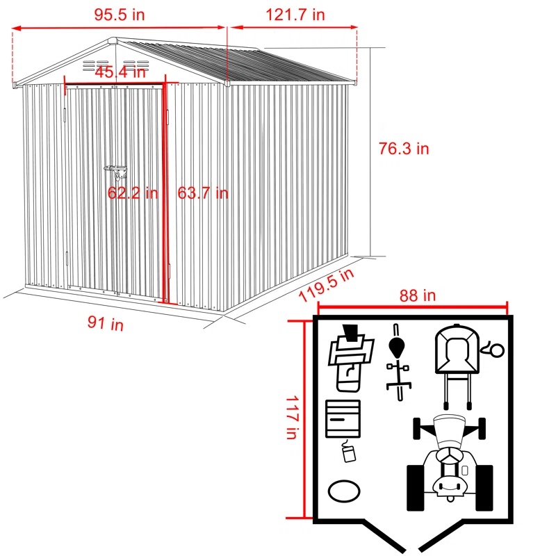 Metal Storage Shed 8 ft. x 10 ft.