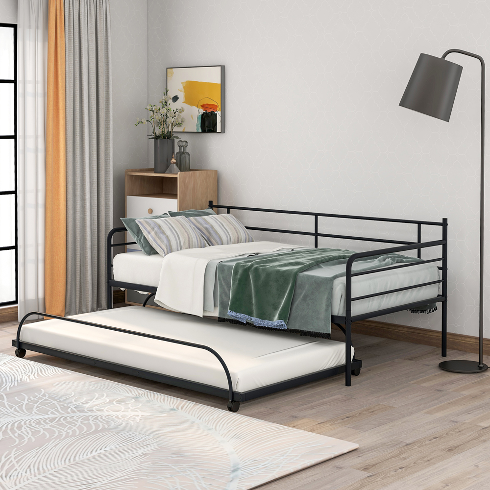 Metal Daybed with Trundle,Twin Size