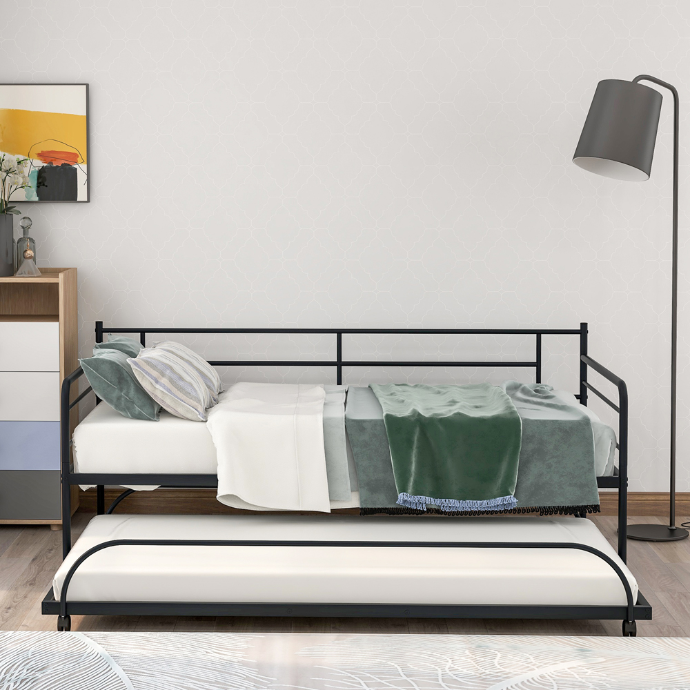 Metal Daybed with Trundle,Twin Size