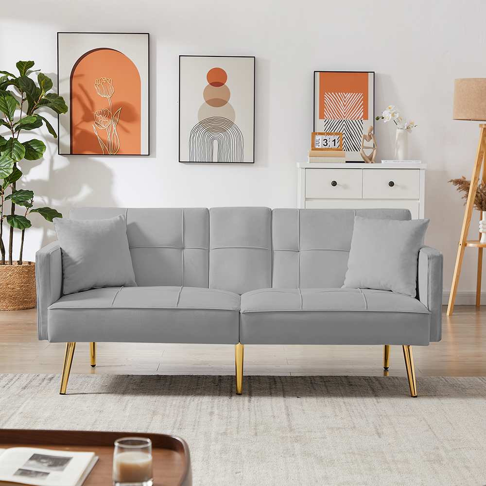 GREY VELVET SOFA BED