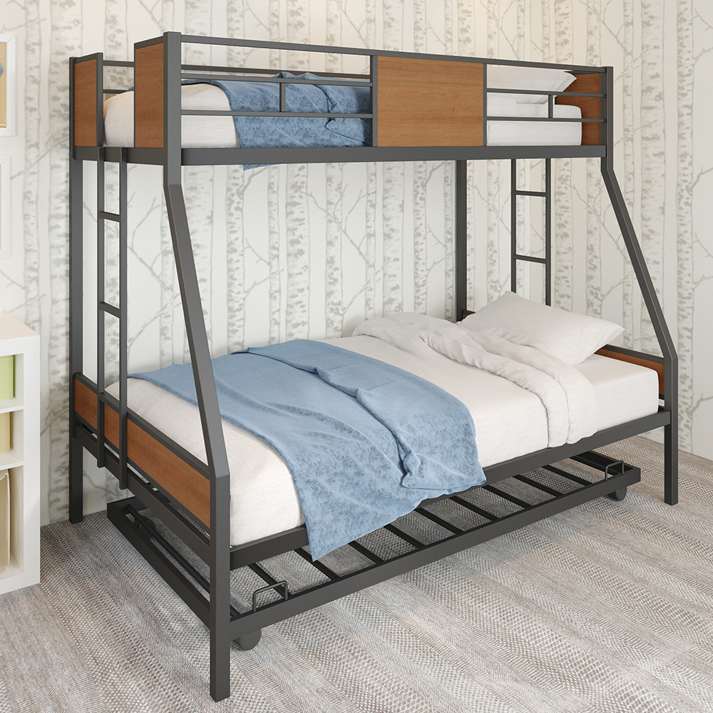 TWIN OVER FULL BUNK WITH TRUNDLE