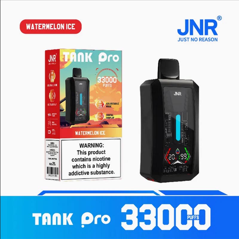 JNR Tank Pro 33000 Puffs  Disposable  Salt Nicotine 2% all flavors Digital Screen Dual Mesh Coil - levipo