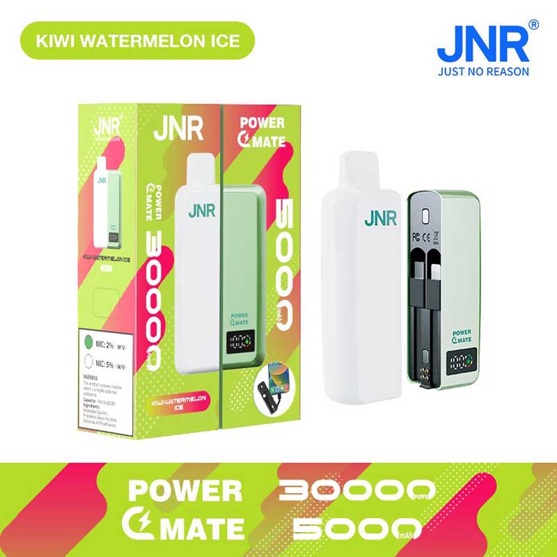 JNR Power Mate 30000 Puffs Dual mesh Coil  Nicotine 2% all flavors Power Bank Concealed Dual-Charging Cables - levipo