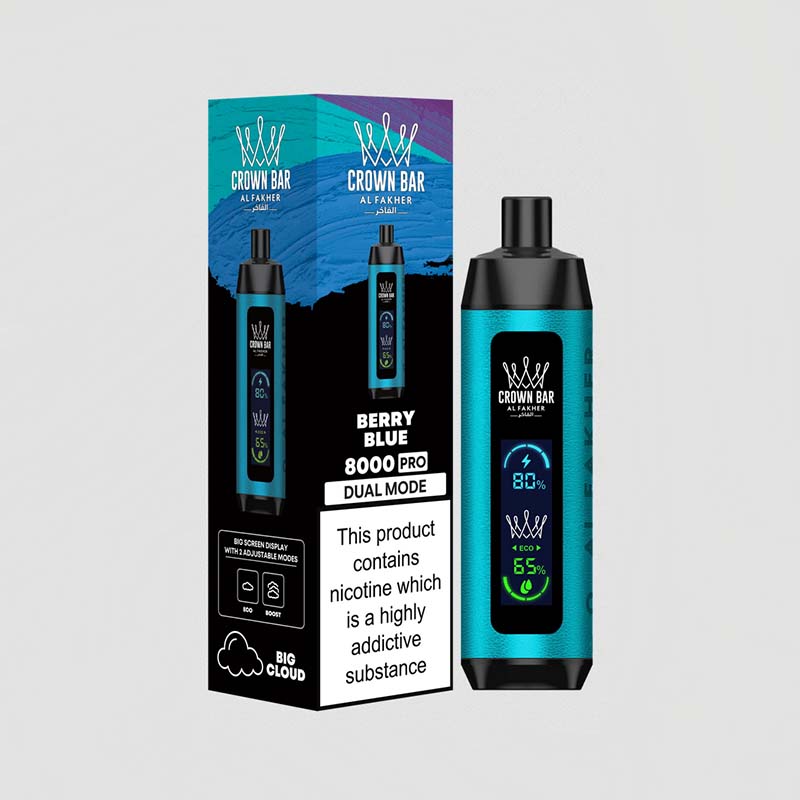 AL FAKHER CROWN BAR 8000 PRO  Nicotine 5% Battery level display Oil level display all flavors - levipo
