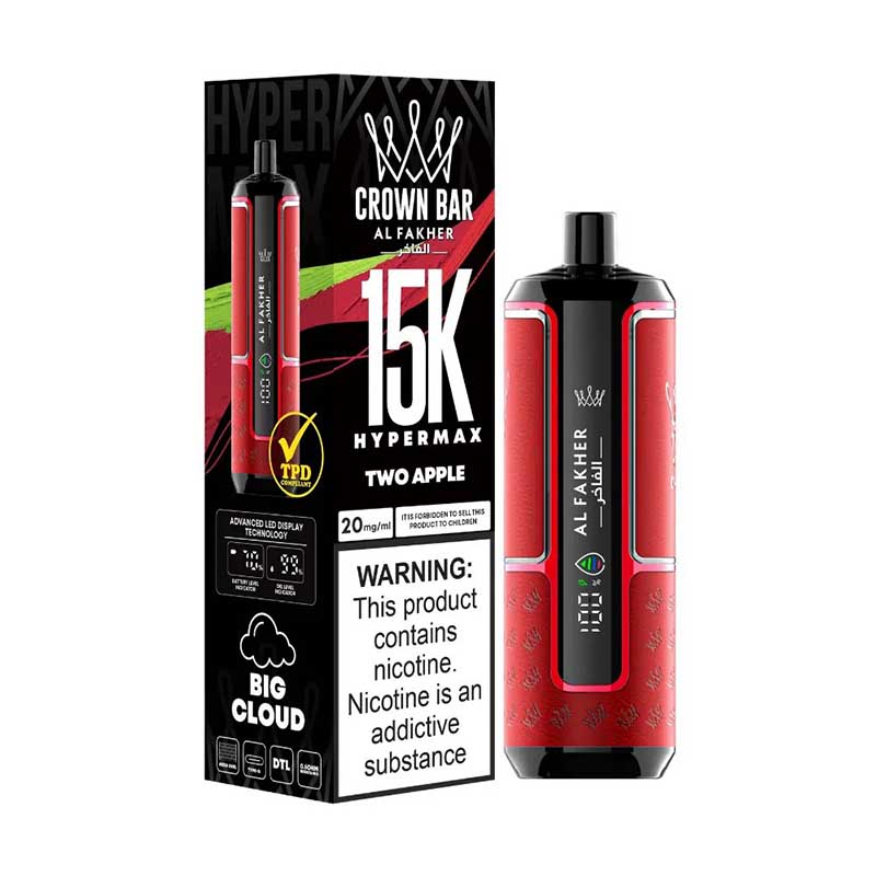 AL FAKHER CROWN BAR 15000 HYPER MAX  Nicotine 5% Battery level display Oil level display all flavors - levipo