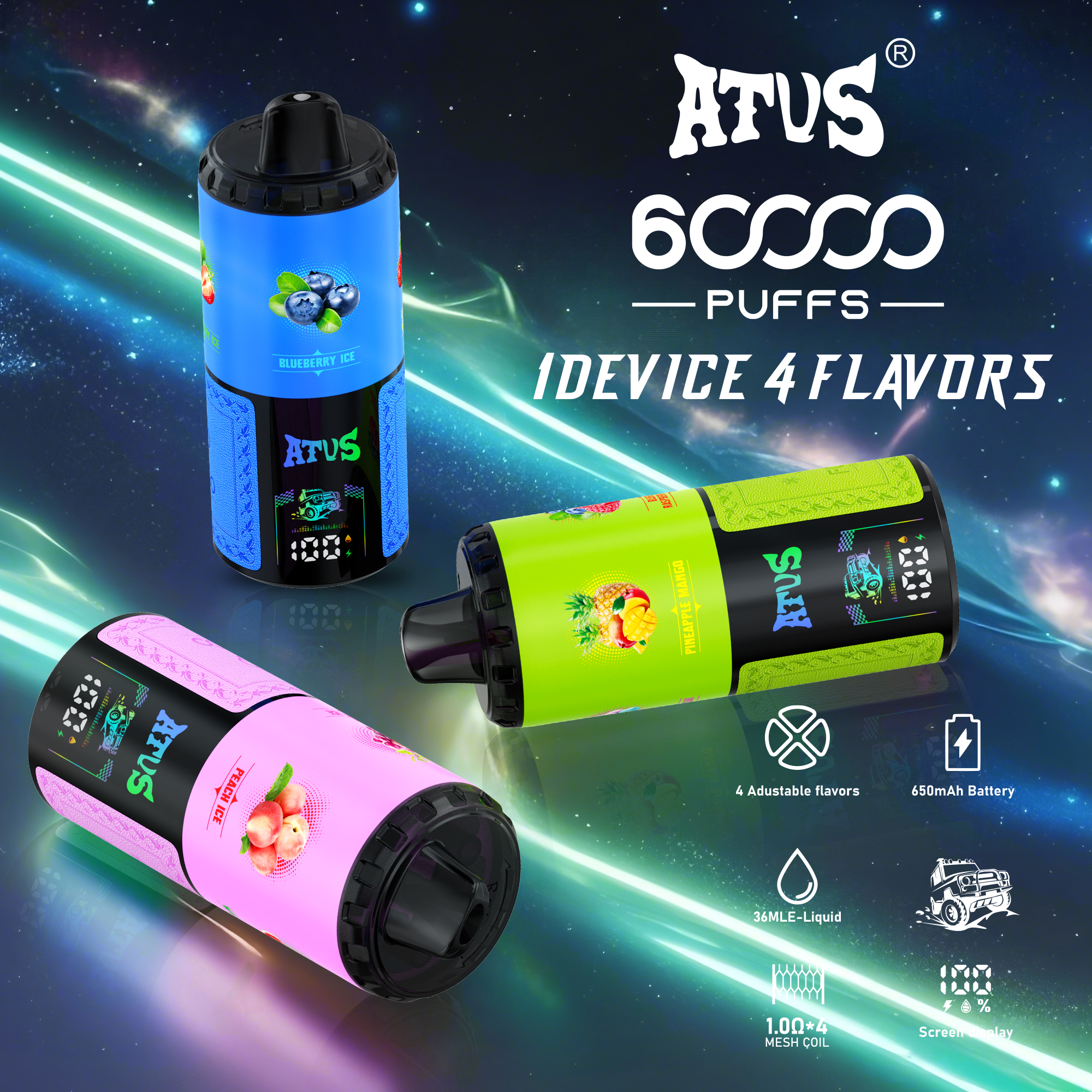 ATVS DE030 60KPuffs 1 Device 4 Flavors - levipo