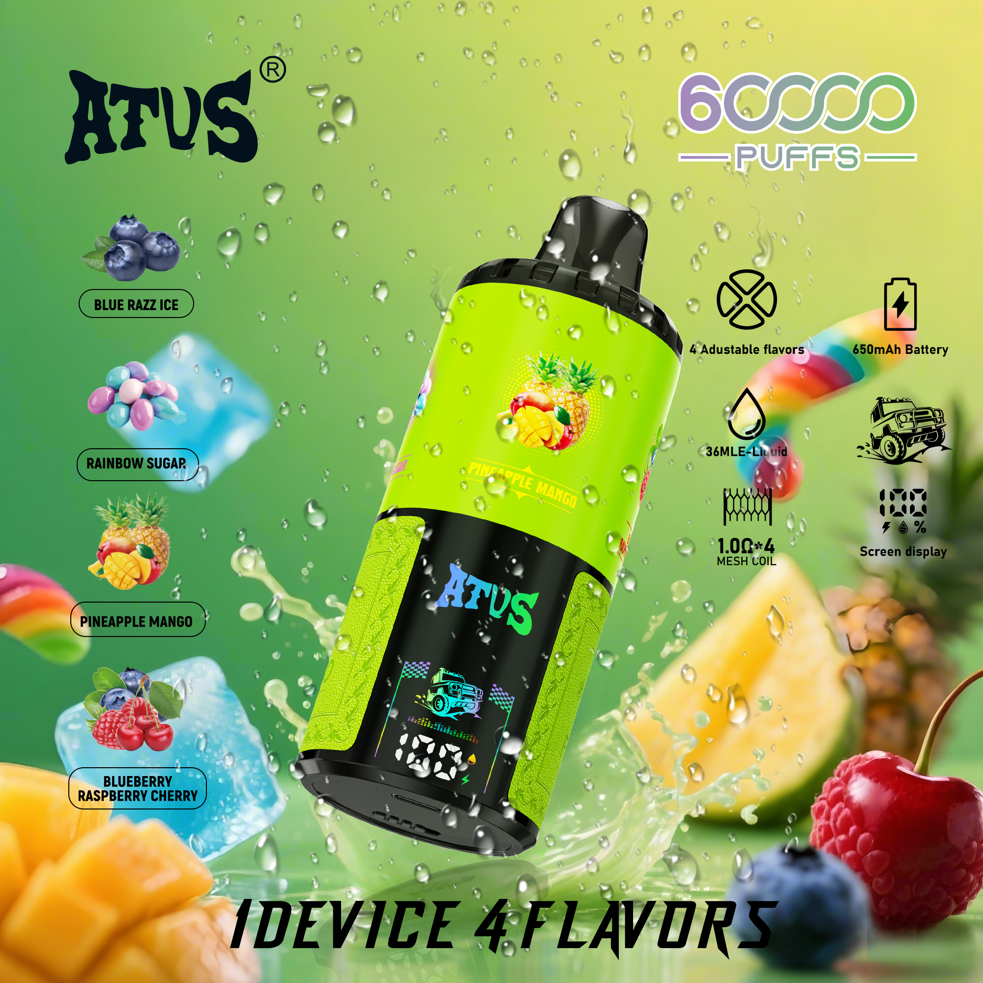 ATVS DE030 60KPuffs 1 Device 4 Flavors - levipo