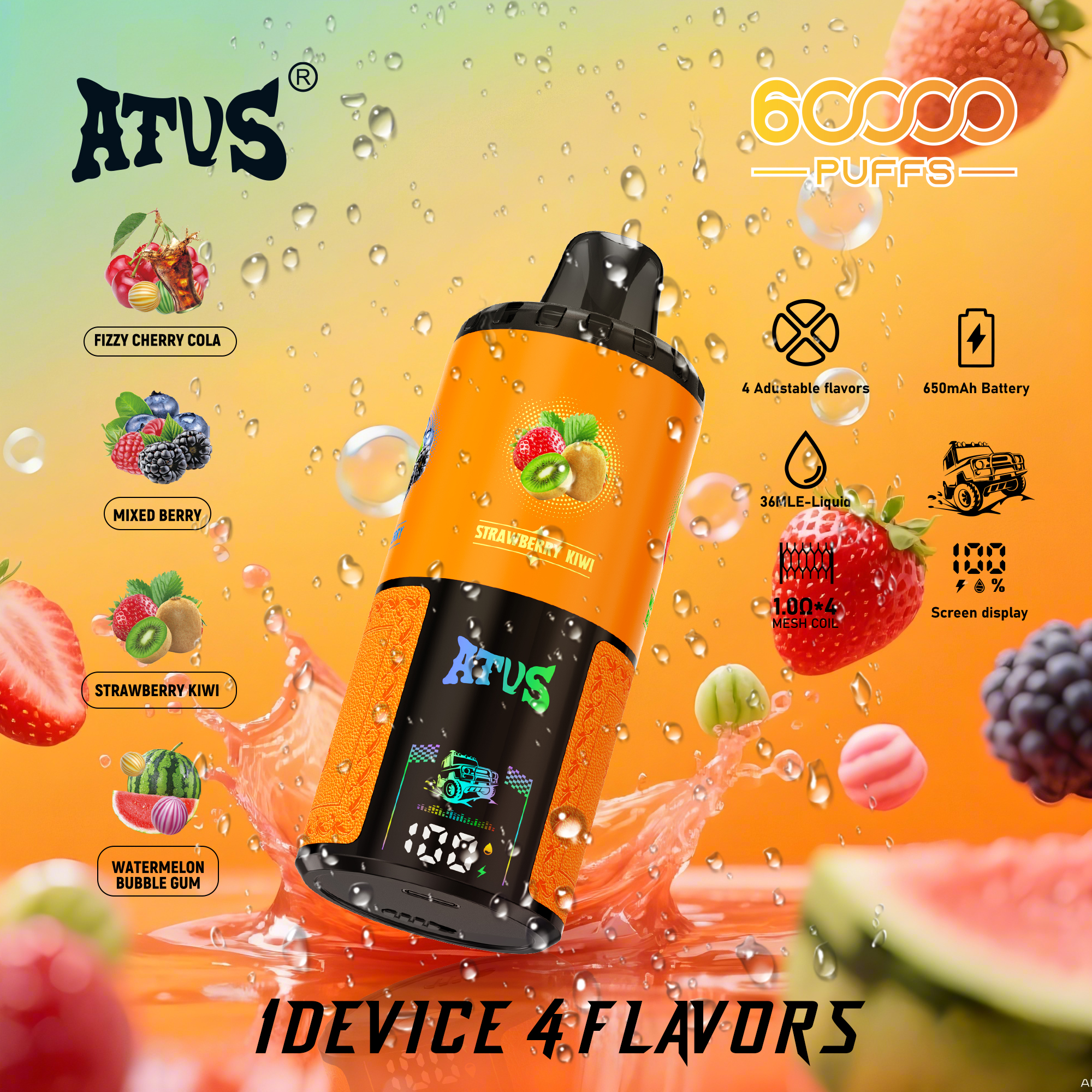 ATVS DE030 60KPuffs 1 Device 4 Flavors - levipo