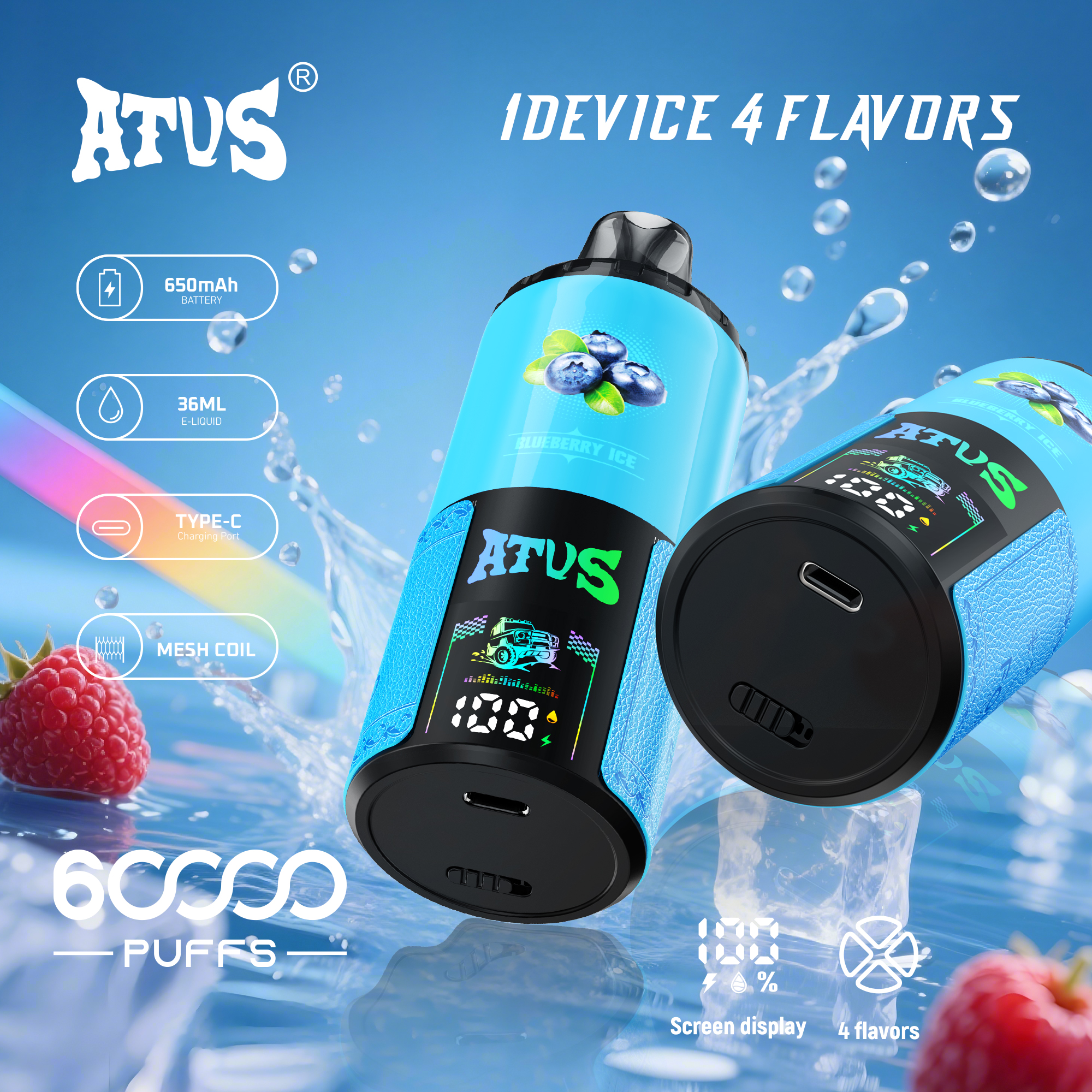 ATVS DE030 60KPuffs 1 Device 4 Flavors - levipo