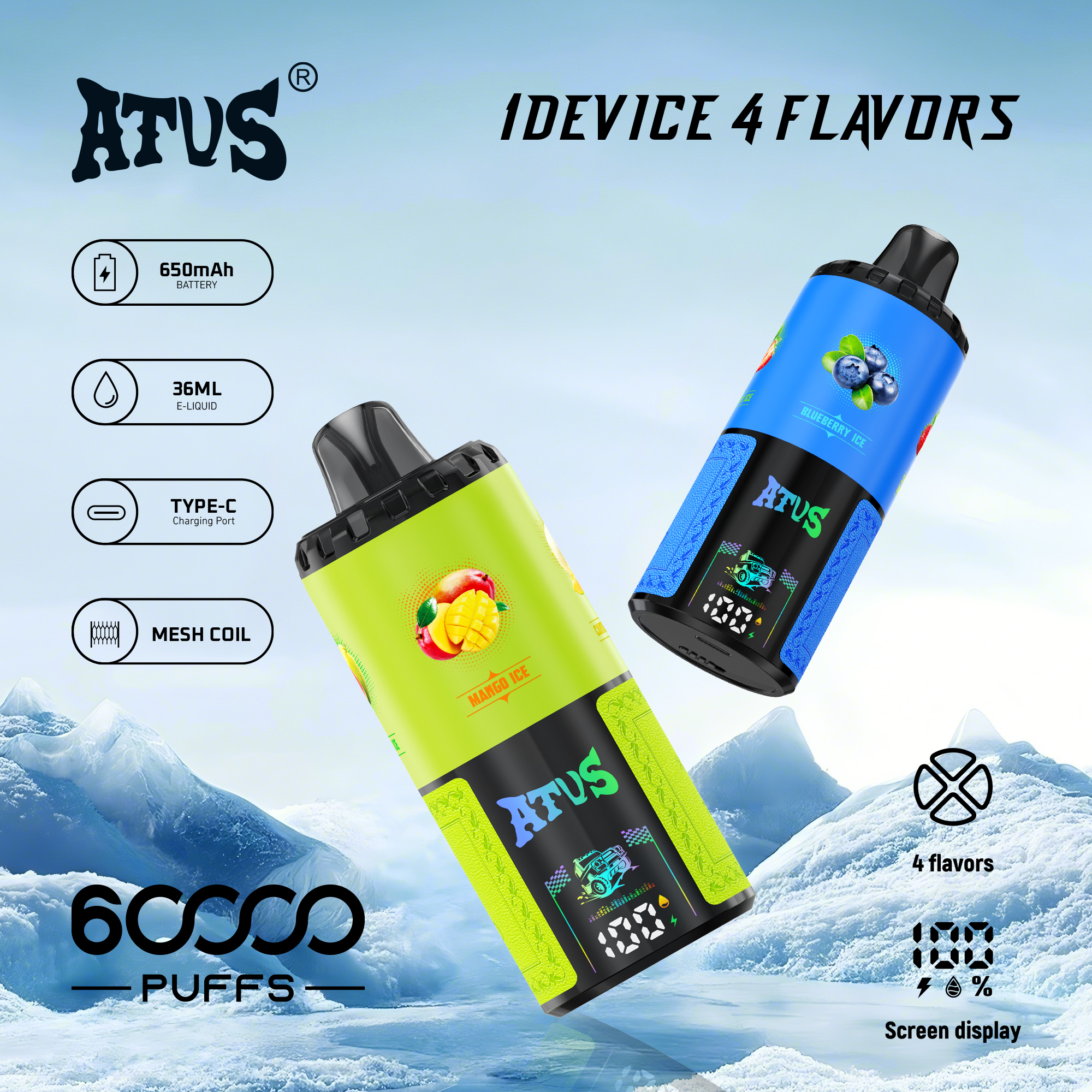 ATVS DE030 60KPuffs 1 Device 4 Flavors - levipo
