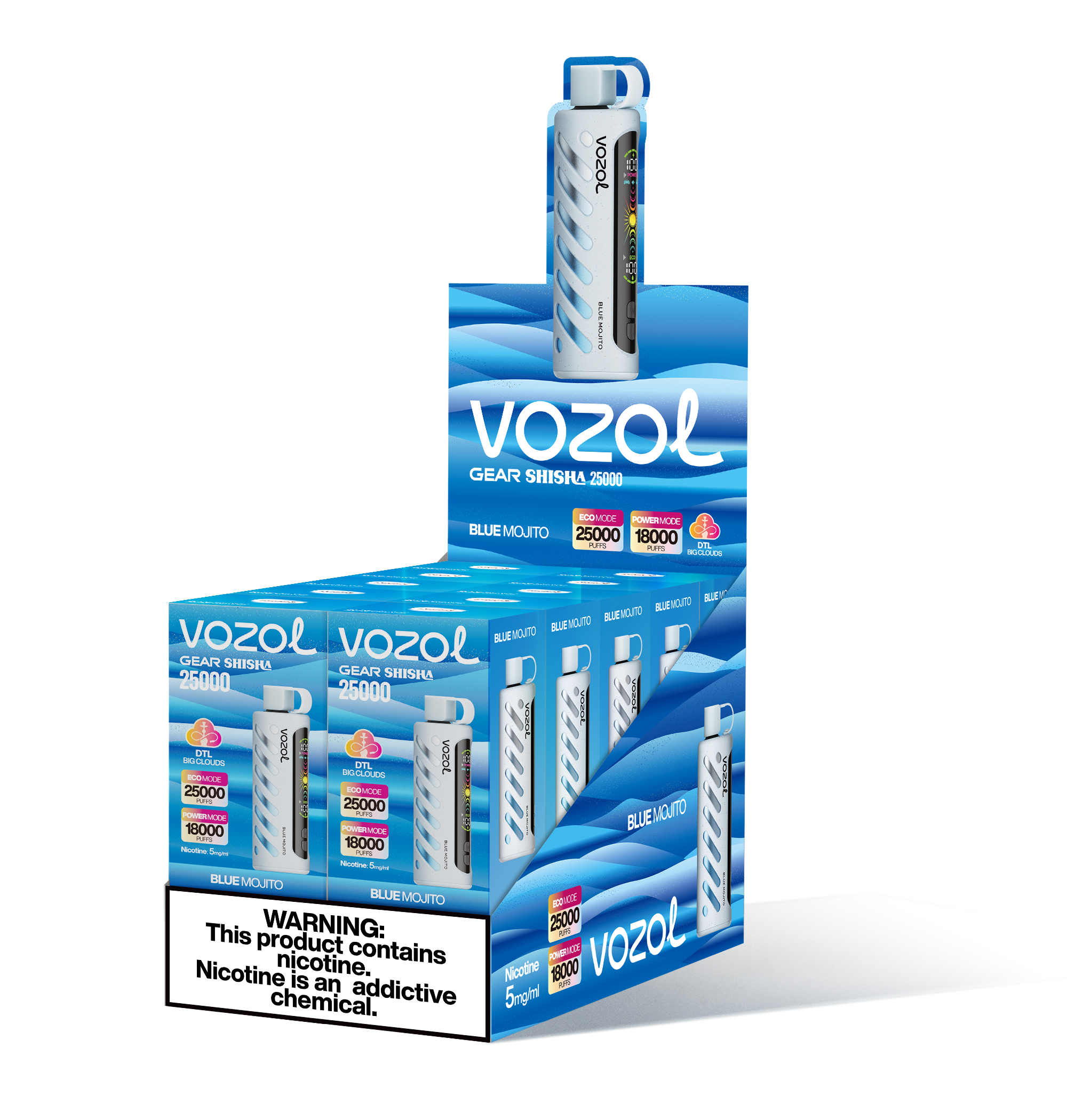Vozol Gear Shisha 25k DTL vape nicotine 5mg with display screen - levipo