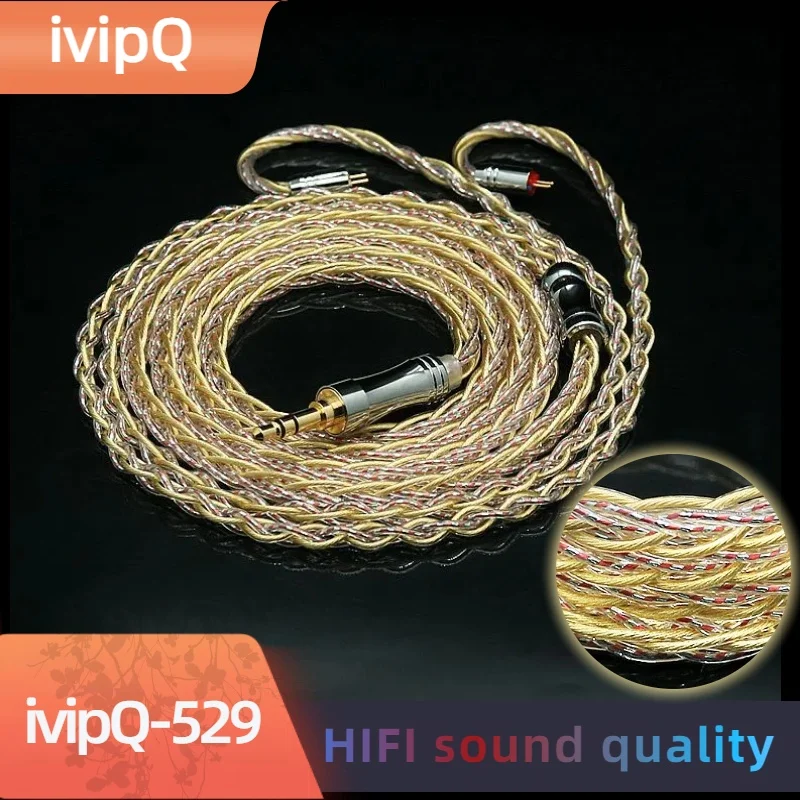 ivipQ-529 Silver Palladium Aluminum Foil+7N OCC Gold Plating Earphone Cable Suitable For Kz Zs 10 Pro х、 Tangzu WAN ER、Moondop