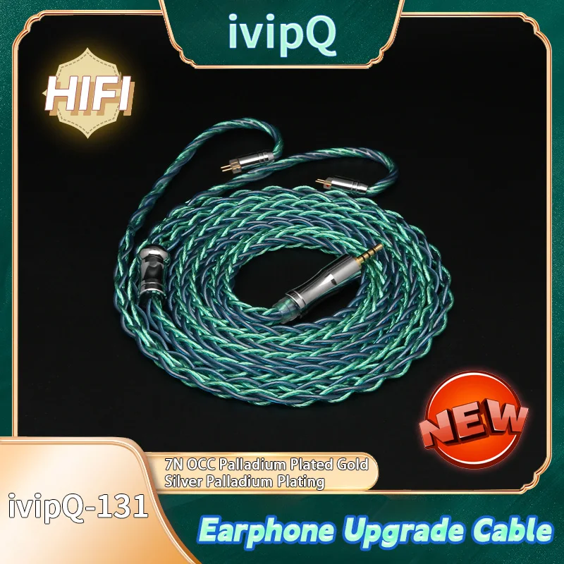 ivipQ-131 HiFi IEM Cable 7N OCC Palladium Plated Gold Silver Palladium Plating Earphone Extension Wire 2.5/3.5/4.4mm MMCX 2PIN N5005