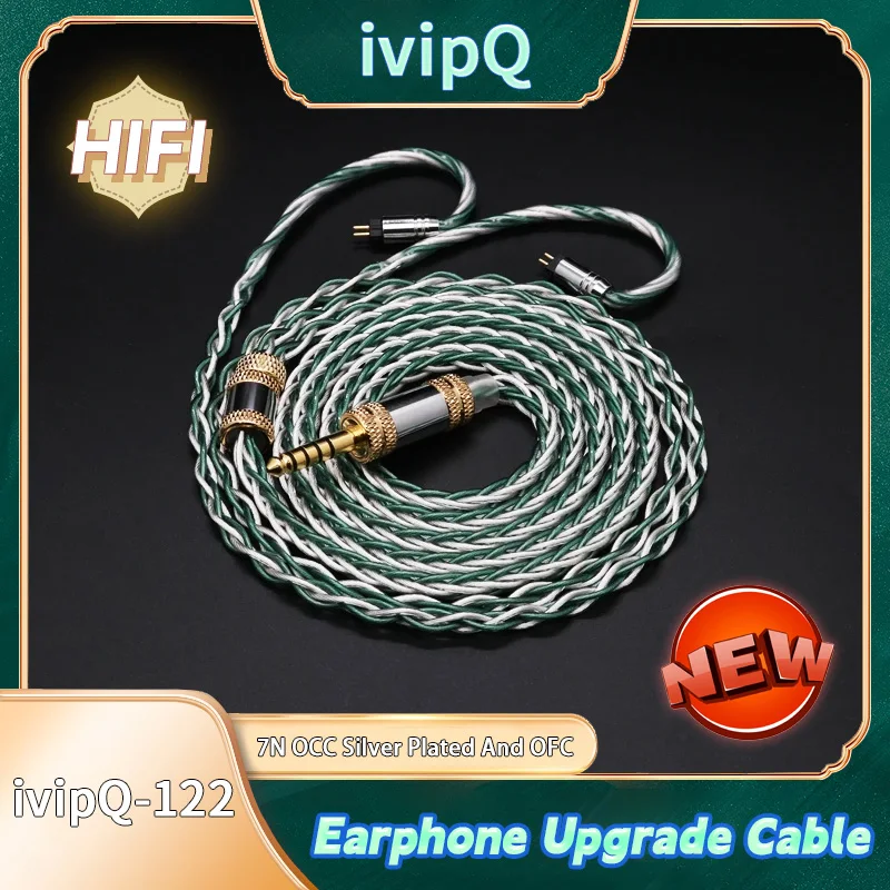 ivipQ-122 HiFi 7N OCC Silver Plated and OFC Mix Earphone Upgrade Cable With 3.5/2.5/4.4mm MMCX/2PIN/N5005/IE900/QDC,For Fiio Fh7 AKG