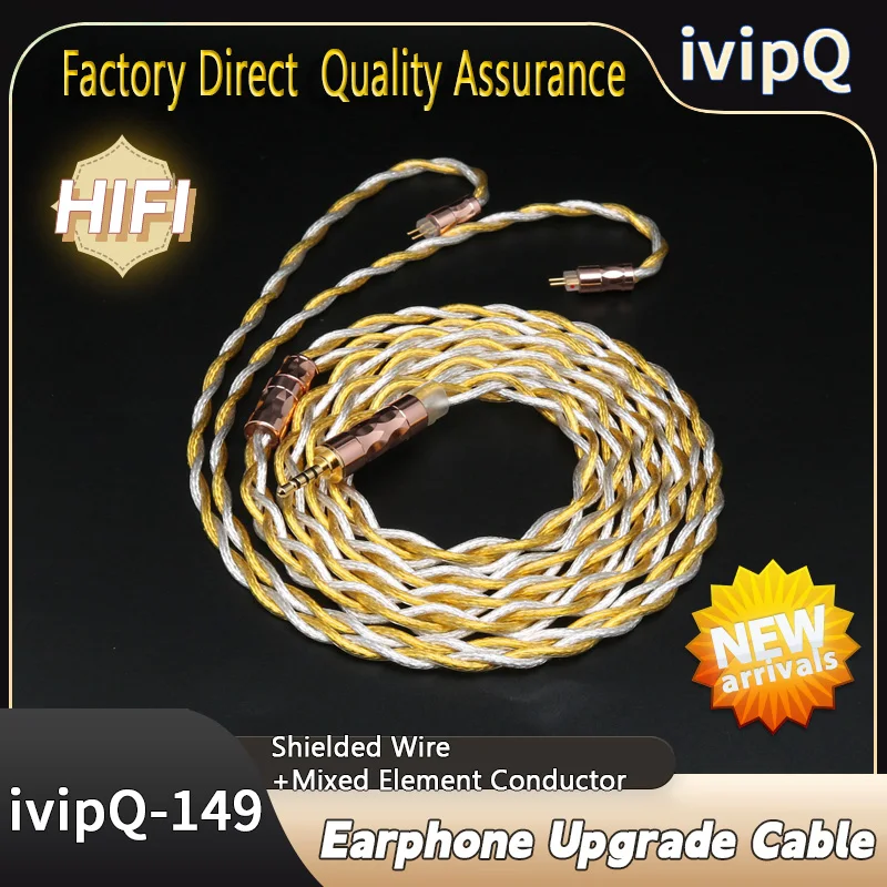 ivipQ-149 4 Core LIZT Shielding Wire HiFi IEM Earphone In Ear Monitor Cable 3.5/2.5/4.4mm For IE900 MMCX/2PIN 0.78/QDC for Carat MK4