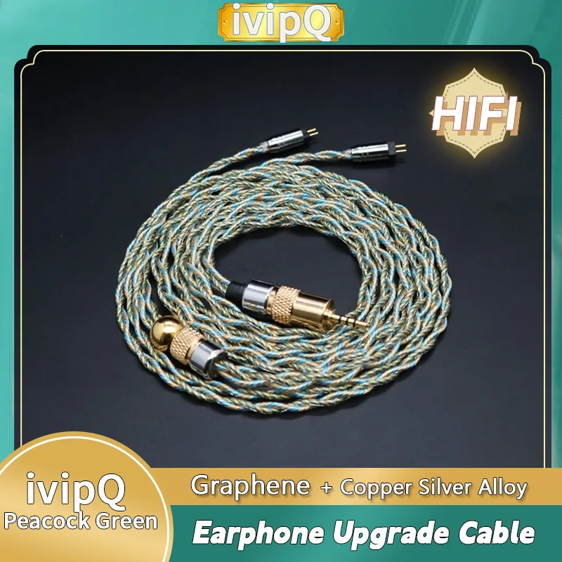 ivipQ-Peacock Green HiFi Peacock Green 4 Core Earphone Upgrade Cable With MMCX/0.78mm/2PIN/QDC and2.5/3.5/4.4mm,For AKR03 MK4 N5005 IEM IE900