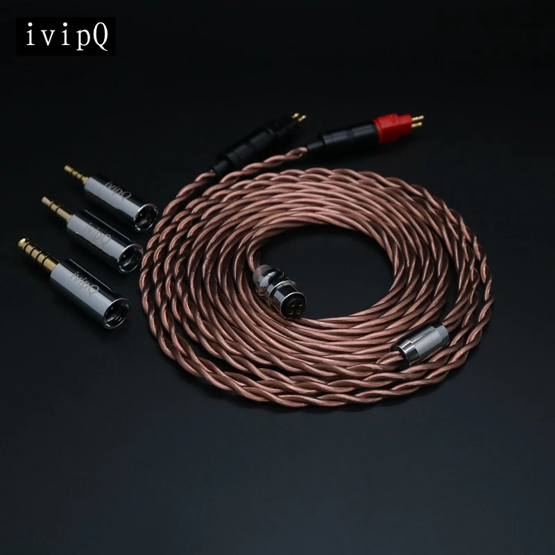 ivipQ-39 4 Core 5N UPOCC Single Crystal Copper Modular Headphone Upgrade Cable For HD580 HD650 HD800 HIFIMAN ANANDA