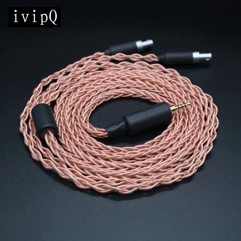 ivipQ-47 8-Core Litz High Purity Oxygen-fee OCC Copper Headphone Replacement Cable For HD580 HD650 HD800 HIFIMAN ANANDA