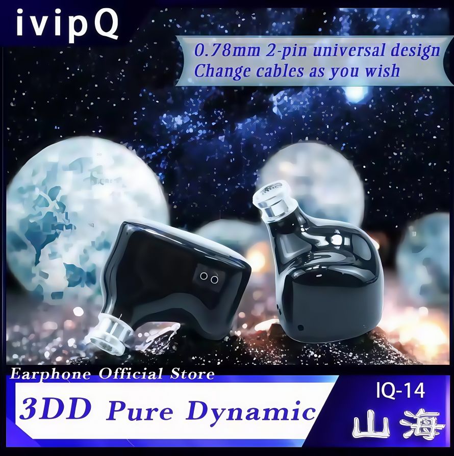ivipQ Shanhai High-end in Ear HiFi Earphone 10mm 3DD Dynamic for Musicians IEMs 0.78mm 2pin Detachable Upgrade Cable 4.4mm Plug