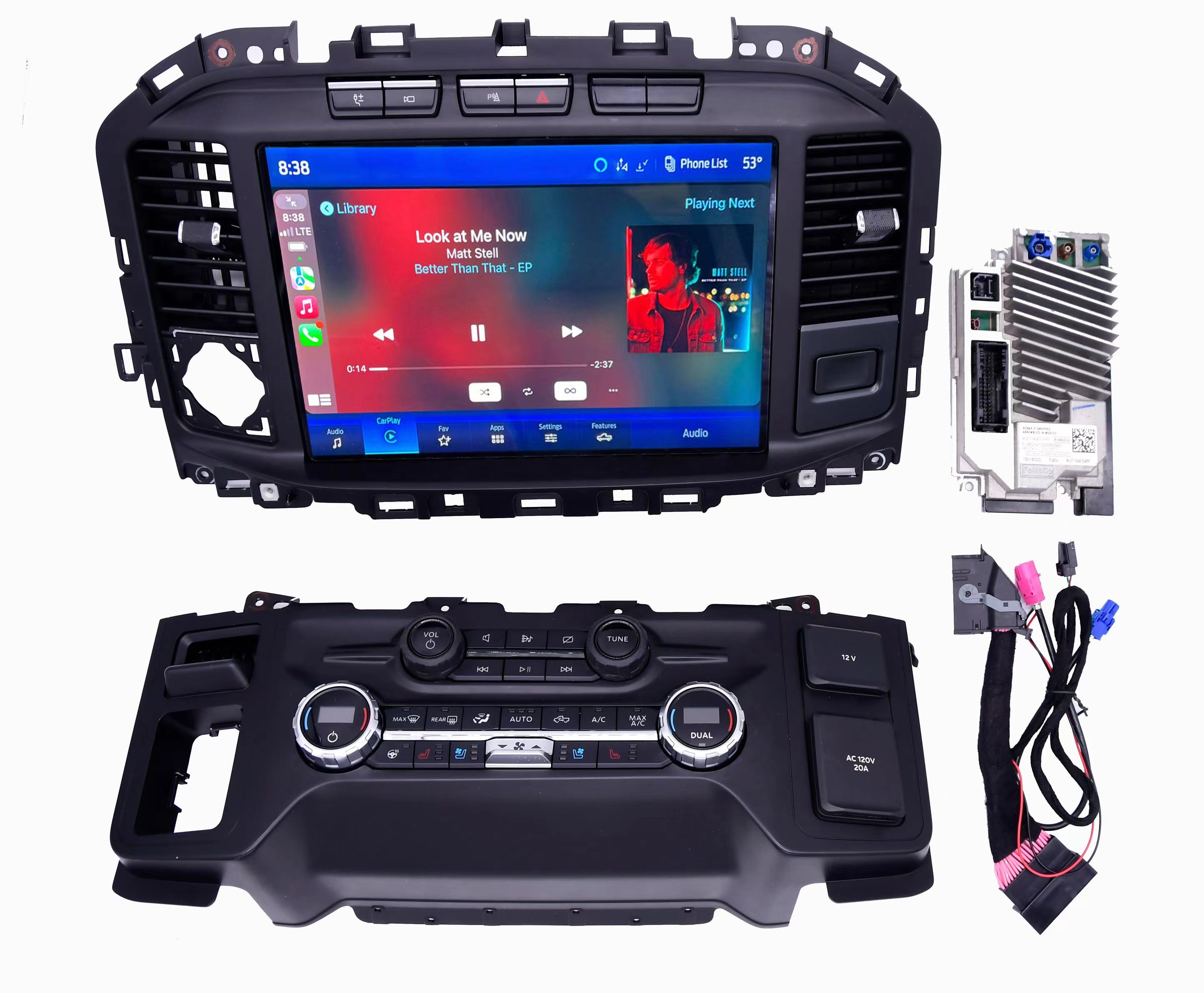 Sync 4 8inch to 12inch wireless carplay ford oem parts upgrade kit for