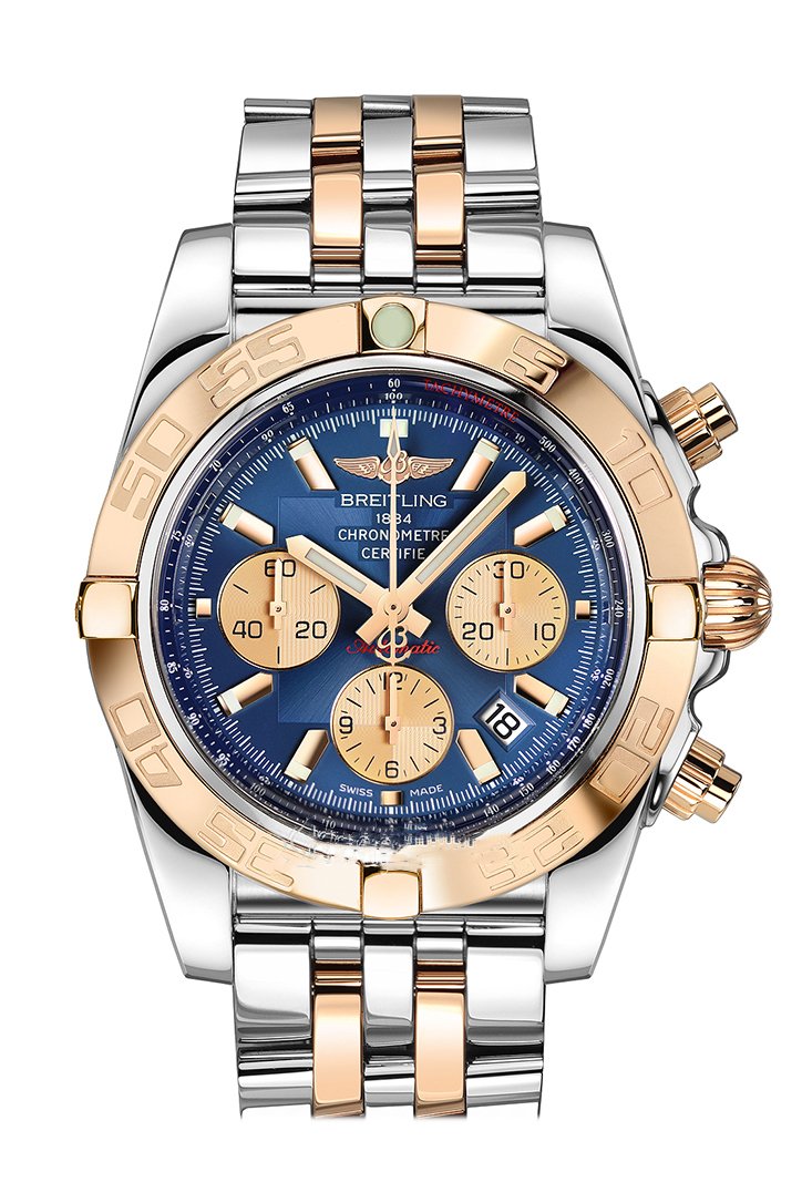 BREITLING Chronomat 44 Blue Dial Steel and Rose Gold Automatic Men's Watch CB011012-C790