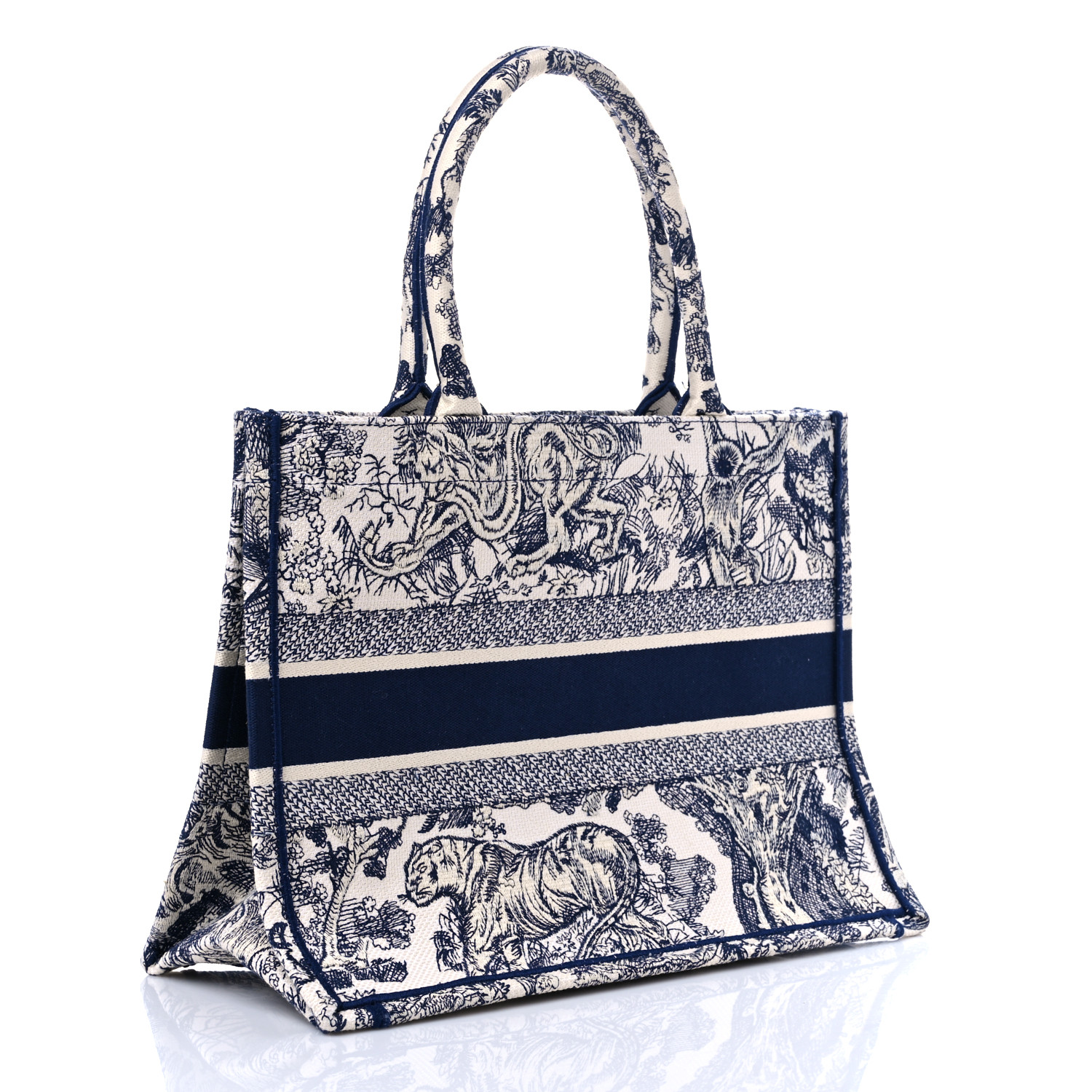 CHRISTIAN DIOR Canvas Embroidered Medium Dioriviera Toile De Jouy Book Tote Blue