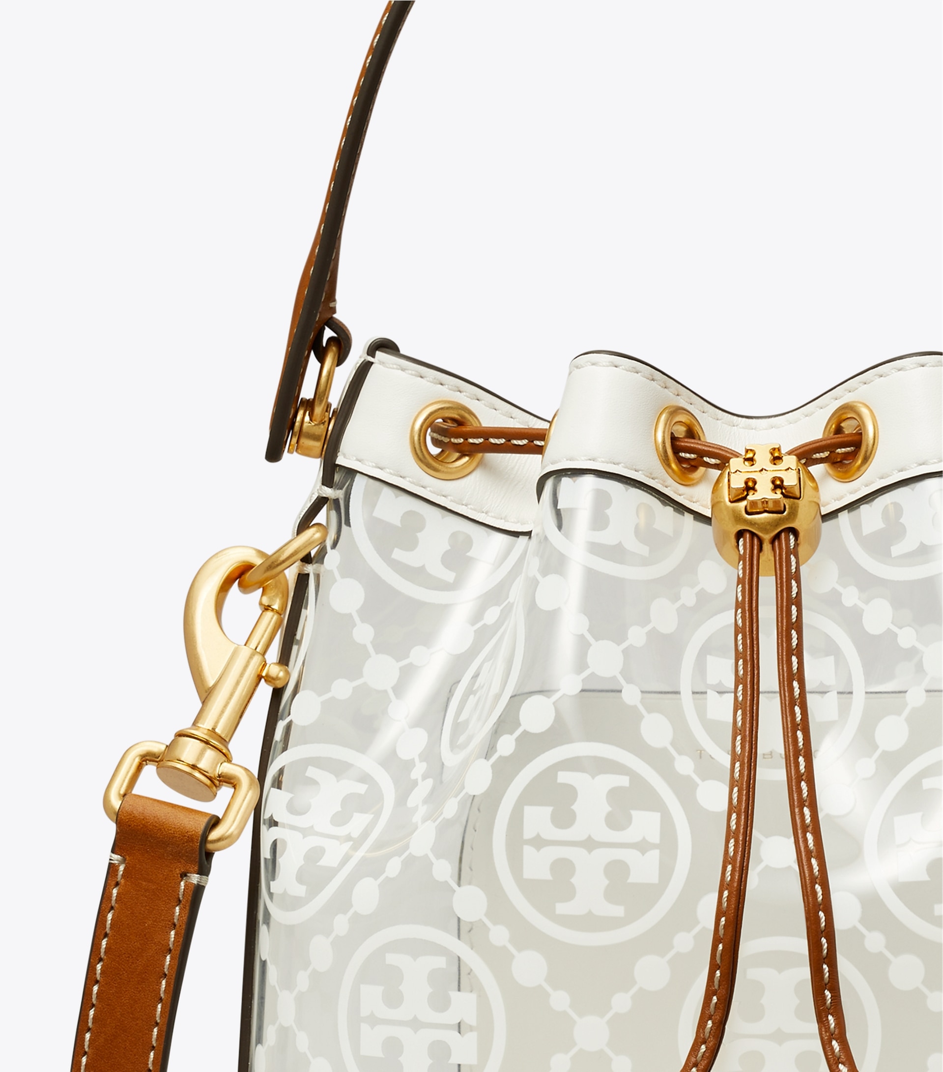 T MONOGRAM CLEAR BUCKET BAG